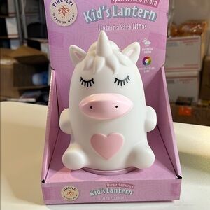 White and Pink Stuffed Unicorn Toy with Heart Design